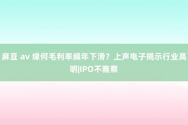 麻豆 av 缘何毛利率频年下滑？上声电子揭示行业高明|IPO不雅察