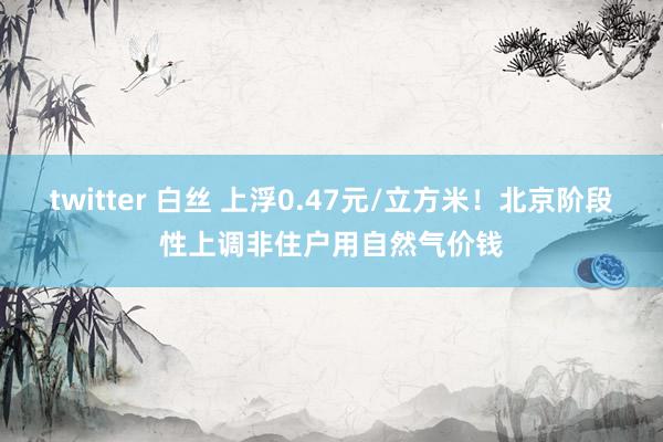 twitter 白丝 上浮0.47元/立方米！北京阶段性上调非住户用自然气价钱