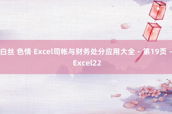 白丝 色情 Excel司帐与财务处分应用大全 – 第19页 – Excel22