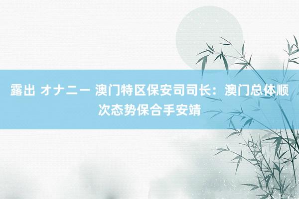 露出 オナニー 澳门特区保安司司长：澳门总体顺次态势保合手安靖