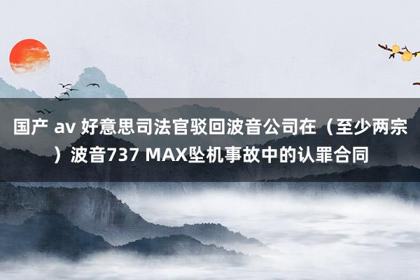 国产 av 好意思司法官驳回波音公司在（至少两宗）波音737 MAX坠机事故中的认罪合同