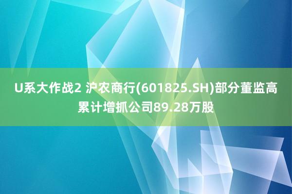 U系大作战2 沪农商行(601825.SH)部分董监高累计增抓公司89.28万股
