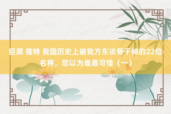巨屌 推特 我国历史上被我方东谈骨干掉的22位名将，您以为谁最可惜（一）