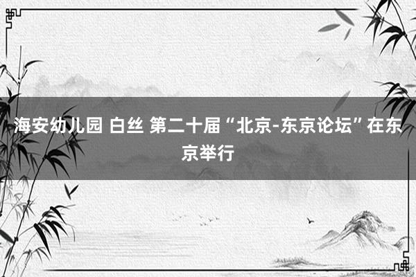 海安幼儿园 白丝 第二十届“北京-东京论坛”在东京举行