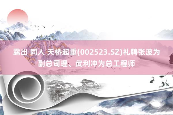 露出 同人 天桥起重(002523.SZ)礼聘张波为副总司理、武利冲为总工程师