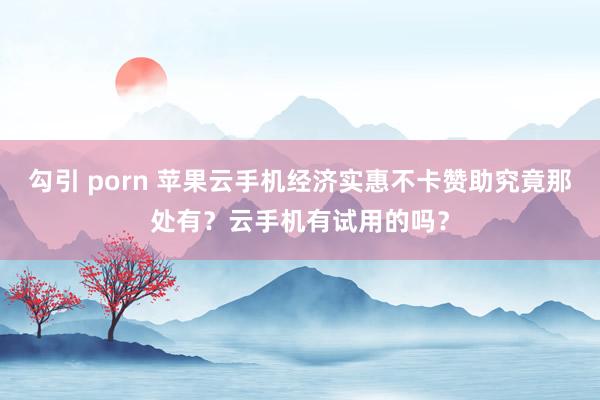 勾引 porn 苹果云手机经济实惠不卡赞助究竟那处有？云手机有试用的吗？