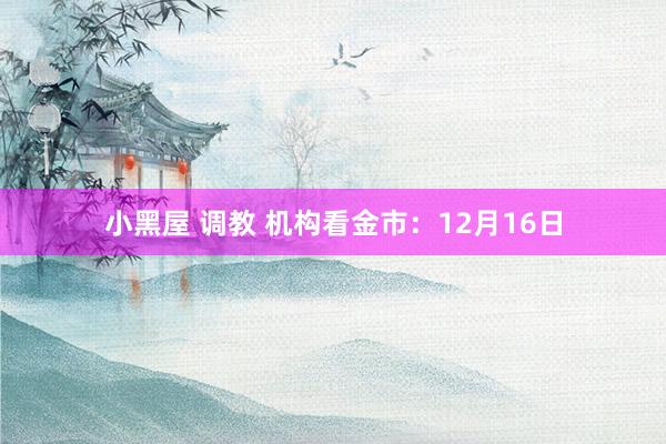 小黑屋 调教 机构看金市：12月16日