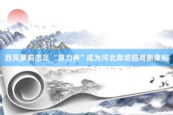 西风萝莉恋足 “算力券”成为河北廊坊招商新柬帖
