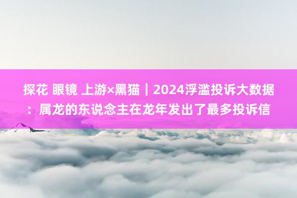 探花 眼镜 上游×黑猫｜2024浮滥投诉大数据：属龙的东说念主在龙年发出了最多投诉信