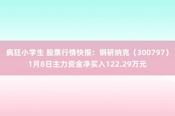 疯狂小学生 股票行情快报：钢研纳克（300797）1月8日主力资金净买入122.29万元