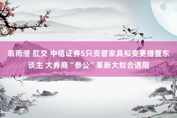 翁雨澄 肛交 中信证券5只资管家具拟变更措置东谈主 大券商“参公”革新大蚁合遇阻
