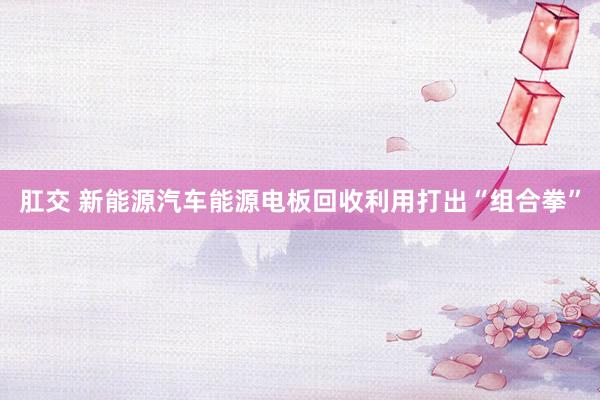肛交 新能源汽车能源电板回收利用打出“组合拳”
