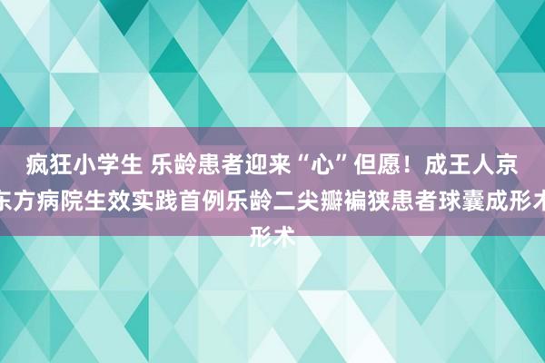 疯狂小学生 乐龄患者迎来“心”但愿！成王人京东方病院生效实践首例乐龄二尖瓣褊狭患者球囊成形术