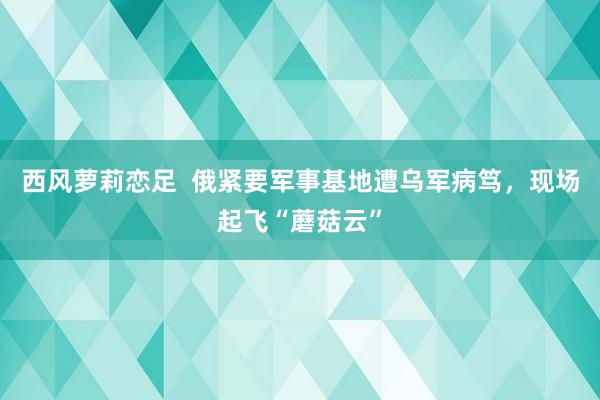 西风萝莉恋足  俄紧要军事基地遭乌军病笃，现场起飞“蘑菇云”