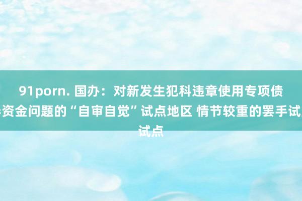 91porn. 国办：对新发生犯科违章使用专项债券资金问题的“自审自觉”试点地区 情节较重的罢手试点