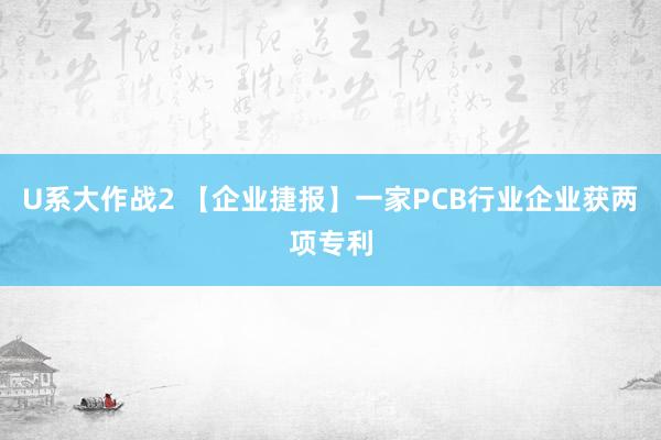 U系大作战2 【企业捷报】一家PCB行业企业获两项专利