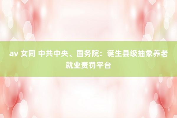 av 女同 中共中央、国务院：诞生县级抽象养老就业责罚平台