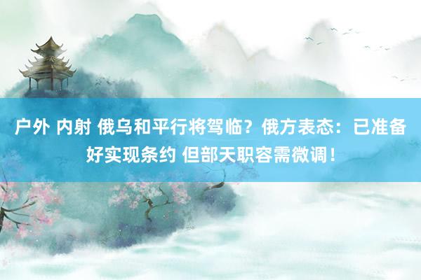 户外 内射 俄乌和平行将驾临？俄方表态：已准备好实现条约 但部天职容需微调！