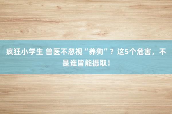 疯狂小学生 兽医不忽视“养狗”？这5个危害，不是谁皆能摄取！